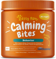 Zesty Paws Stress & Anxiety Calming Bites with Suntheanine & Hemp Peanut Butter Flavor Soft Chews Dog Supplement