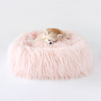 Himalayan Yak Dog Bed in Pink, Blush, Royal Purple, White and Peach