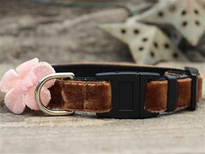 Camellia Velvet Pink Cat Collar