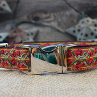 Bombay Dog Collar with Silver Metal Buckles