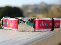 Good Dog! Pink Dog Collar with Silver Metal Buckles
