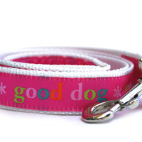 Good Dog! Pink Dog Collar with Silver Metal Buckles