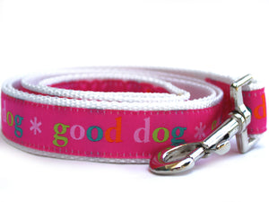 Good Dog! Pink Dog Collar with Silver Metal Buckles