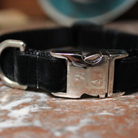 Bowtie Black Velvet Dog Collar Rose with Silver Metal Buckles