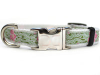 Maui Dog Collar Rose with Silver Metal Buckles
