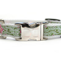 Maui Dog Collar Rose with Silver Metal Buckles