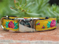 Spanish Rose Collar with Silver Metal Buckles
