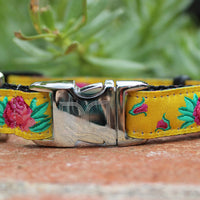 Spanish Rose Collar with Silver Metal Buckles