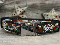 Wild One Black Collar with Silver Metal Buckles
