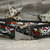 Wild One Black Collar with Silver Metal Buckles