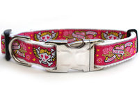 Wild One Pink Collar with Silver Metal Buckles
