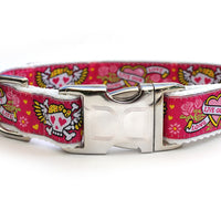 Wild One Pink Collar with Silver Metal Buckles