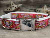 Wild One Pink Collar with Silver Metal Buckles
