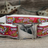 Wild One Pink Collar with Silver Metal Buckles