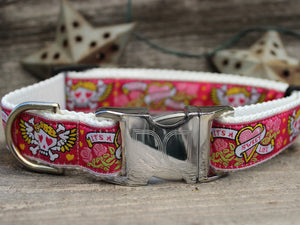 Wild One Pink Collar with Silver Metal Buckles