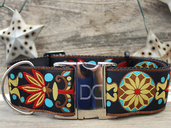 Mandala Star Parisian Deco Extra Wide Dog Collar