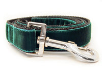 Ashley Extra Wide Dog Collar & Emerald Green Velvet Leash
