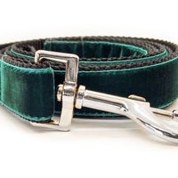 Ashley Extra Wide Dog Collar & Emerald Green Velvet Leash