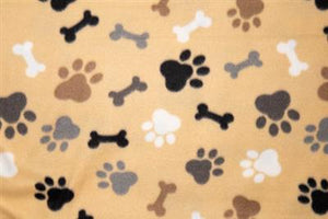 Tan Bones and Paws Fleece Blanket Bed