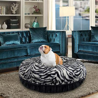 Calming Bagel Bed - Black Puma and Zebra
