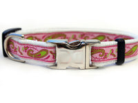 Boho Pastel Dog Collar with Silver Metal Buckles
