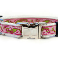 Boho Pastel Dog Collar with Silver Metal Buckles