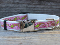 Boho Pastel Dog Collar with Silver Metal Buckles
