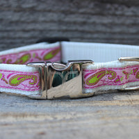 Boho Pastel Dog Collar with Silver Metal Buckles