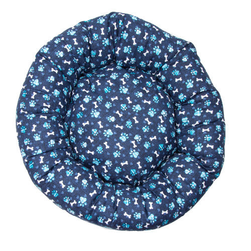 Blue Paws Cotton Round Bed