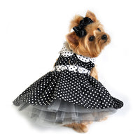 Black and White Polka Dot Dress with D-Ring and Leash
