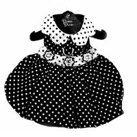 Black and White Polka Dot Dress with D-Ring and Leash
