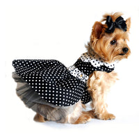 Black and White Polka Dot Dress with D-Ring and Leash
