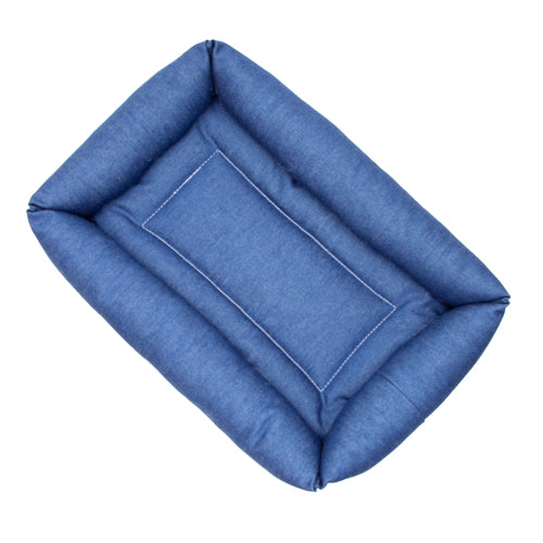 Blue Denim Fabric Bumper Pet Bed