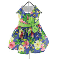 Blue Lagoon Hawaiian Hibiscus Dress with Leash & D-Ring
