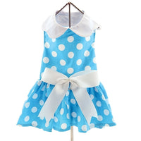 Blue Polka Dot Dress with Leash & D-Ring
