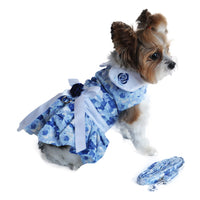 Blue Rose Dress with D-Ring and Matching Leash