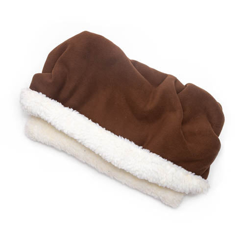 Brown Solid Fleece Fabric Pocket Pet Bed