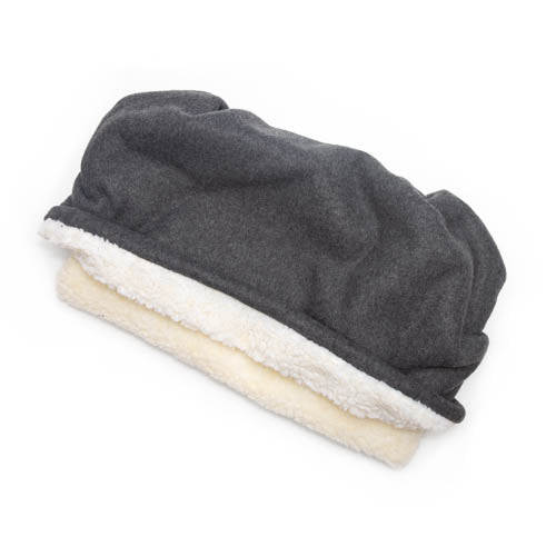 Charcoal Gray Solid Fleece Fabric Pocket Pet Bed