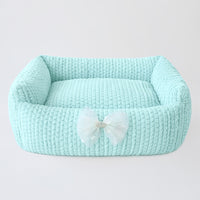 Dolce Dog Bed in Mint, Rosewater Pink, Ivory and Sterling Grey
