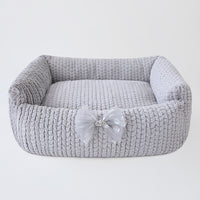 Dolce Dog Bed in Mint, Rosewater Pink, Ivory and Sterling Grey
