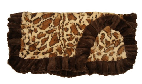 Giraffe Print with Brown Ruffles Blankets