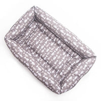 Gray Silhouette Cotton Fabric Bumper Pet Bed