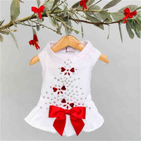 Holiday Sparkle Dog Dress in Red and White
