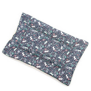 Navy Cats in Garden Cotton Fabric Flat Pet Bed