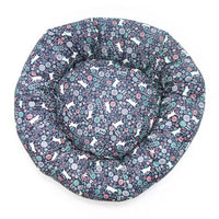 Navy Cats in Garden Cotton Fabric Round Pet Bed