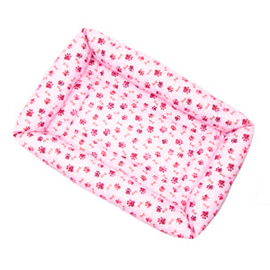 Pink Paw Cotton Fabric Bumper Pet Bed