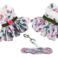 Pink Rose Dress with D-Ring and Matching Leash