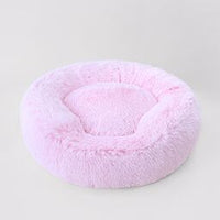 Pink Shag Bolster Dog Bed
