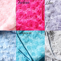 Rosebud Dog Blankets in Fuchsia, Pink, Lilac, Blue, Turquoise and Silver