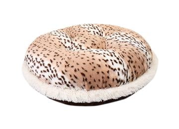 Snow Leopard & Cream Shag Bagel Bed